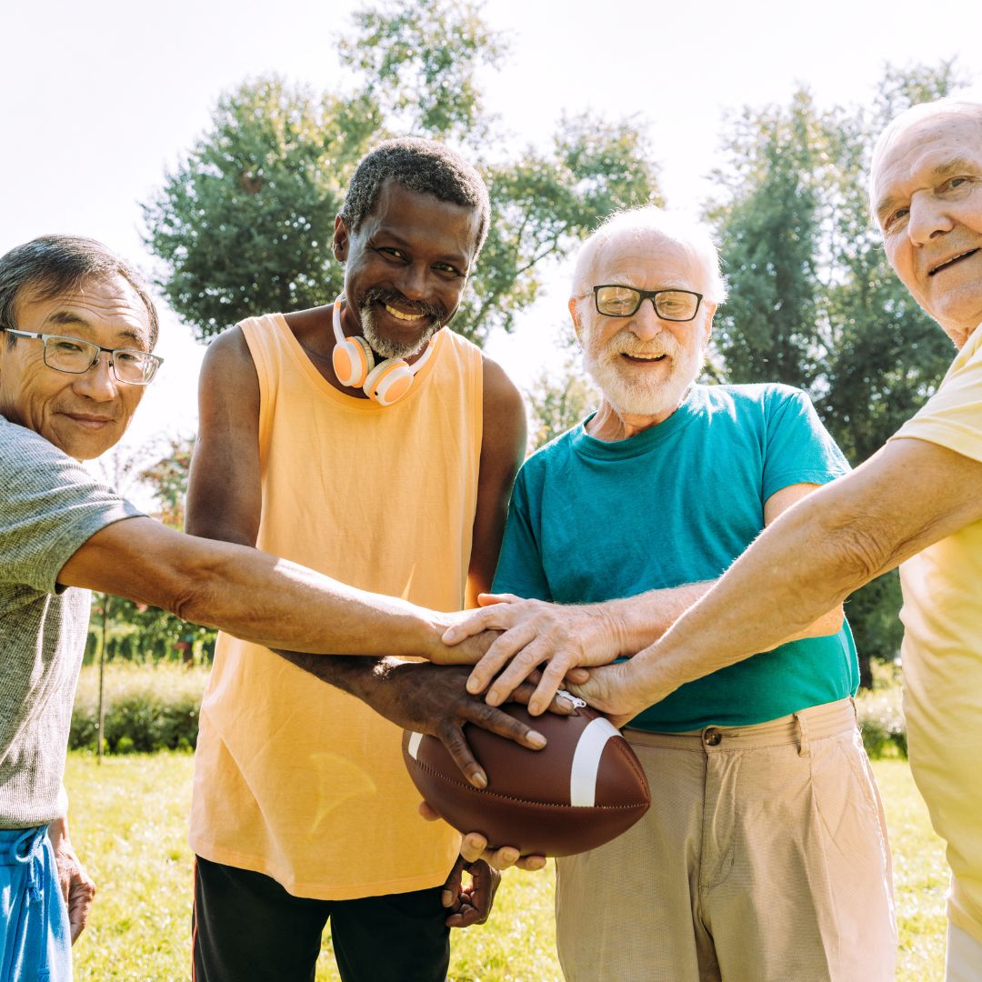 Older men playing football