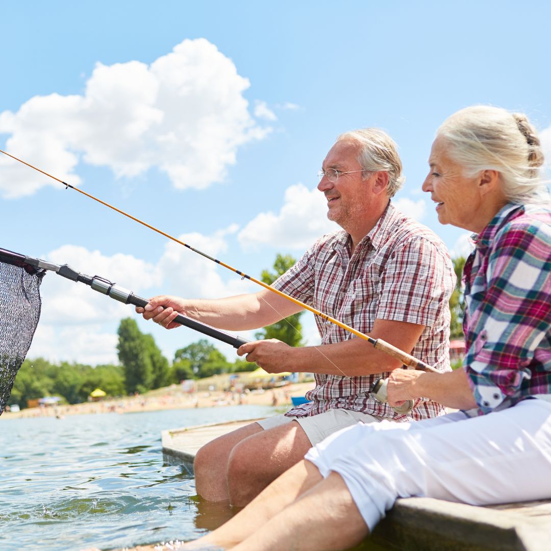 Older couple fishing