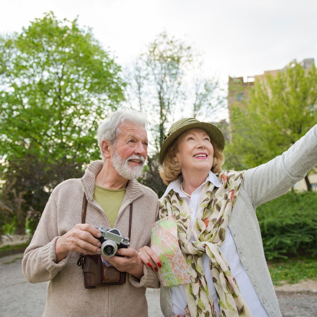 Senior couple sight-seeing