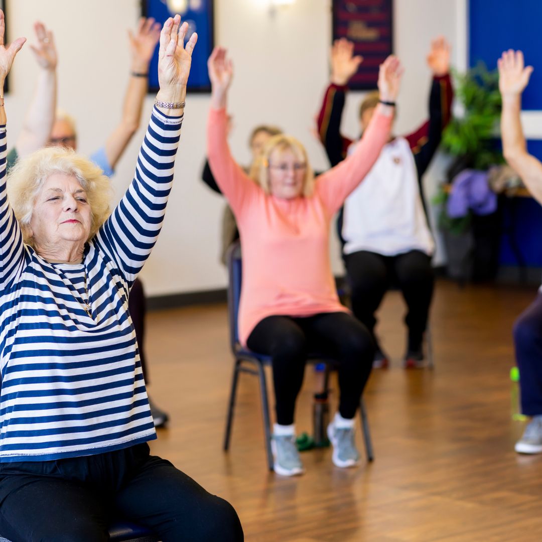 Seniors in fitness class