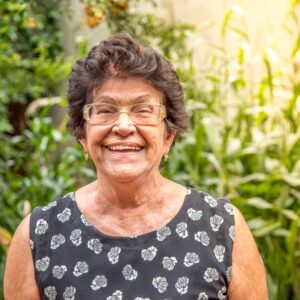 woman smiling outside