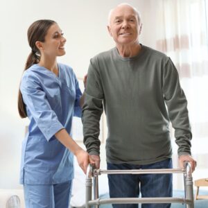 man getting therapy services from a nurse