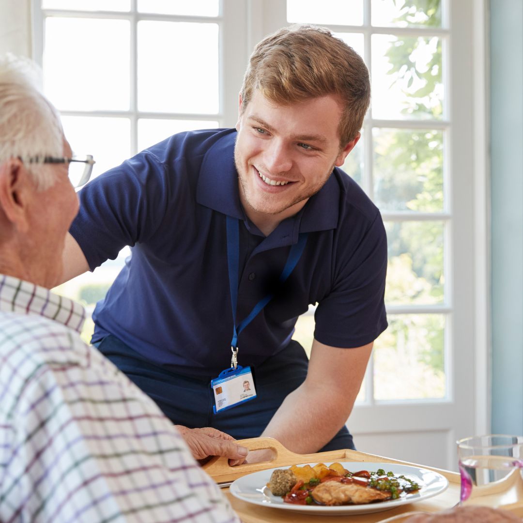 care worker while patient is eating