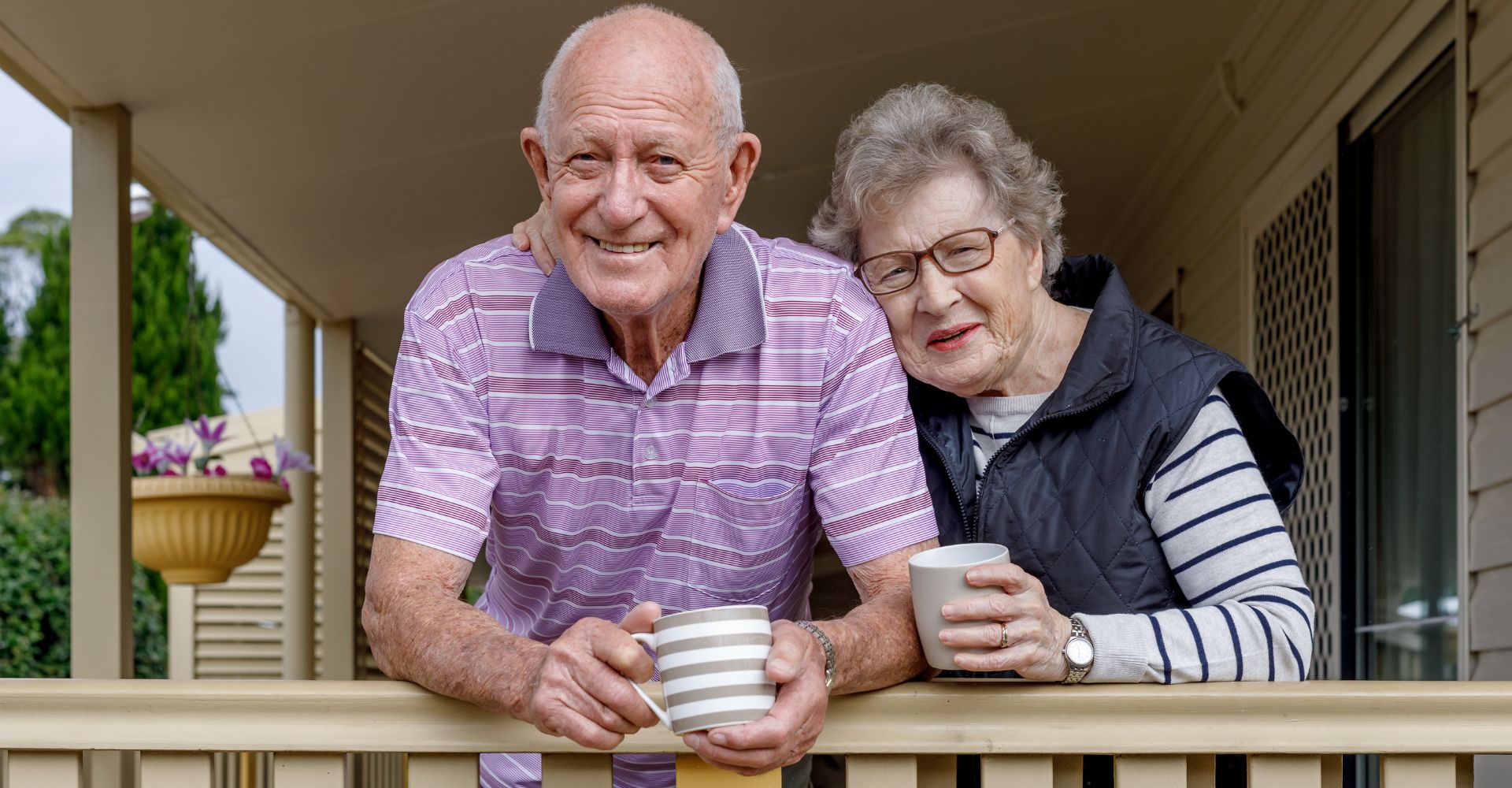 senior couple on a porch