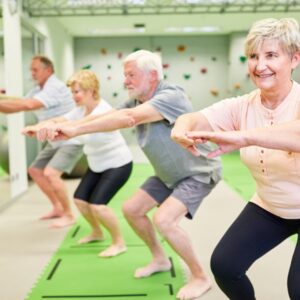 senior citizens in a workout class
