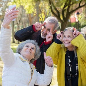 Elderly People Taking Group Selfie
